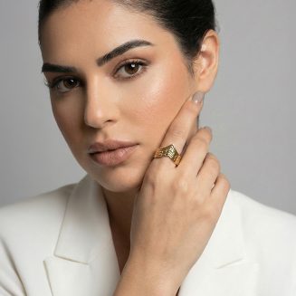 Geometric Chevron Gold Adjustable Ring_0002_Generative Fill