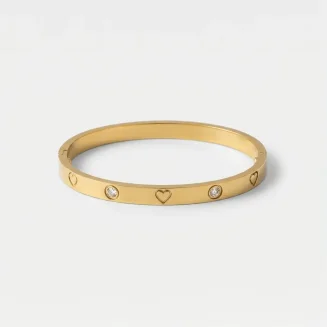 Gold Heart & Crystal Eternity Bracelet