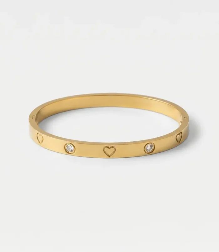 Gold Heart & Crystal Eternity Bracelet 3 Gold Heart & Crystal Eternity Bracelet 3