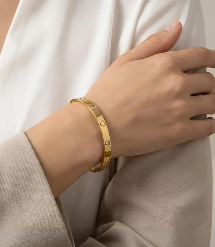 Gold Heart & Crystal Eternity Bracelet Gold Heart & Crystal Eternity Bracelet