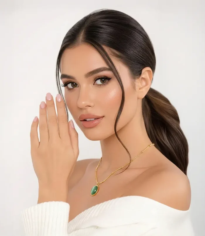 Serene Green Aventurine Gold Satellite Necklace 2 Serene Green Aventurine Gold Satellite Necklace 2