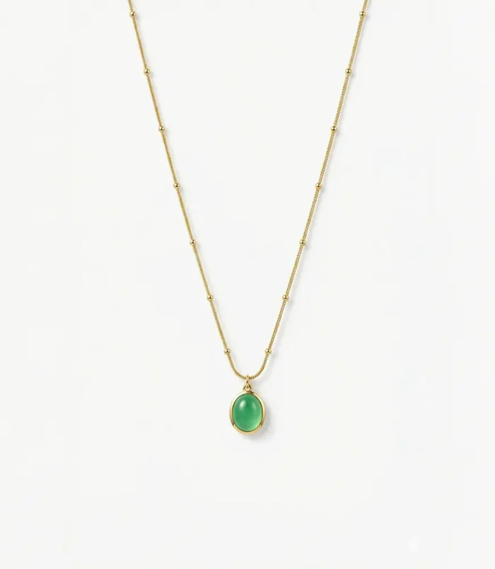 Serene Green Aventurine Gold Satellite Necklace Serene Green Aventurine Gold Satellite Necklace