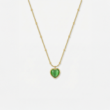 Verdant Green Heart Gold Satellite Necklace 2