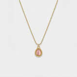 Vintage Pink Opal Teardrop Gold Necklace 2