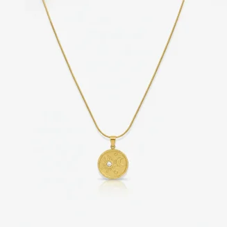 Celestial Sun & Moon Gold Coin Necklace