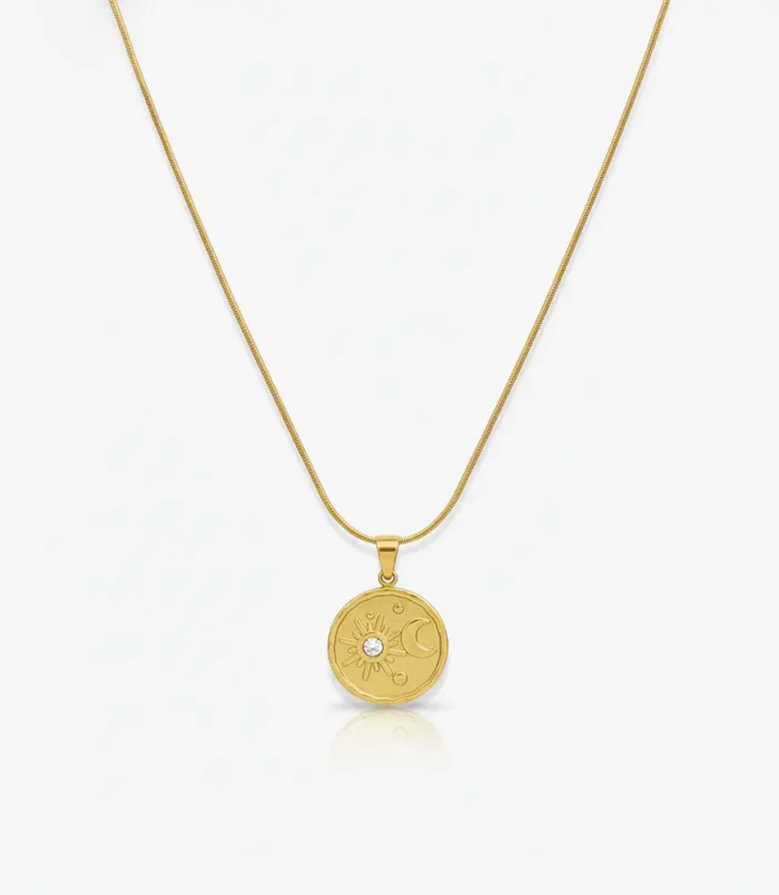 Celestial Sun & Moon Gold Coin Necklace 2
